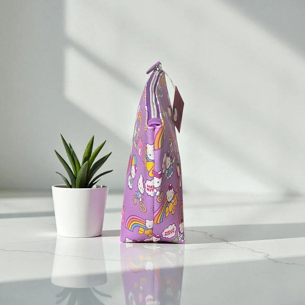 Hello Kitty Purple Lavender Cosmetic Bag‎ Pouch Rainbow Dream Zipper Closure